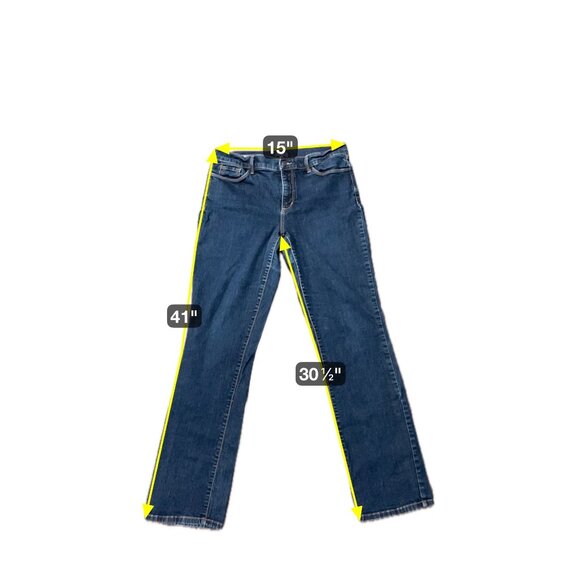 NYDJ Marilyn Straight Denim Jeans Blue Sz 12 Mid Rise Dark Wash Denim Cotton - Picture 7 of 10